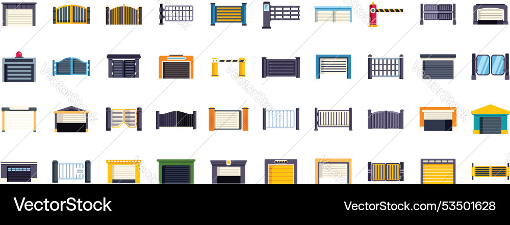 Set of different types automatic gates Set of different types automatic gates vector image