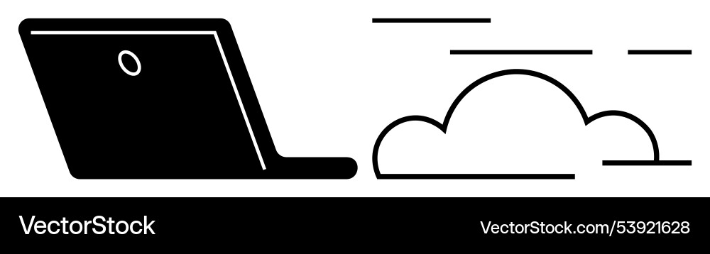 Simplified computer and cloud connection Simplified computer and cloud connection vector image