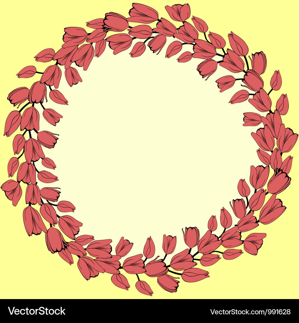 Spring card with wrath floral frame Vector Image