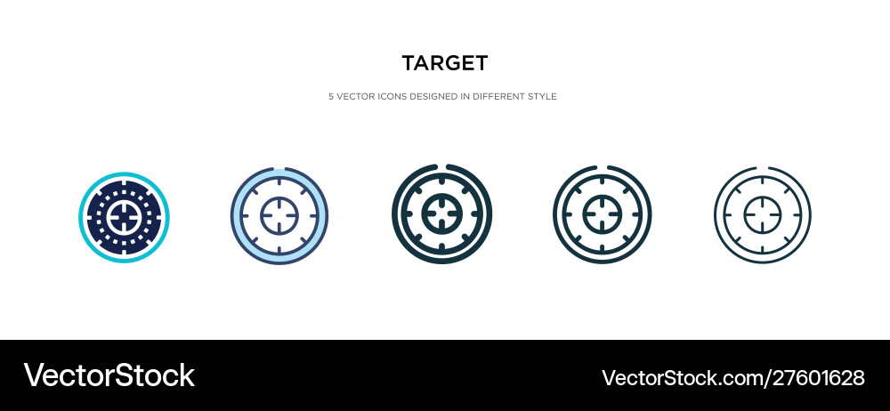 Target icon in different style two colored Vector Image