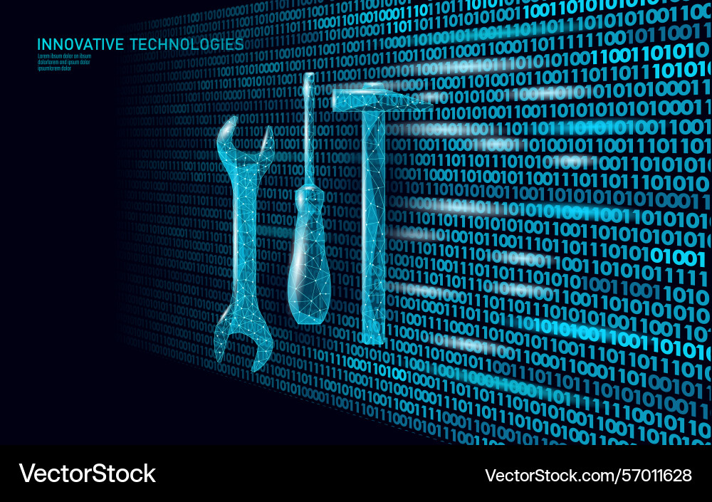 Tools binary code background Tools binary code background vector image