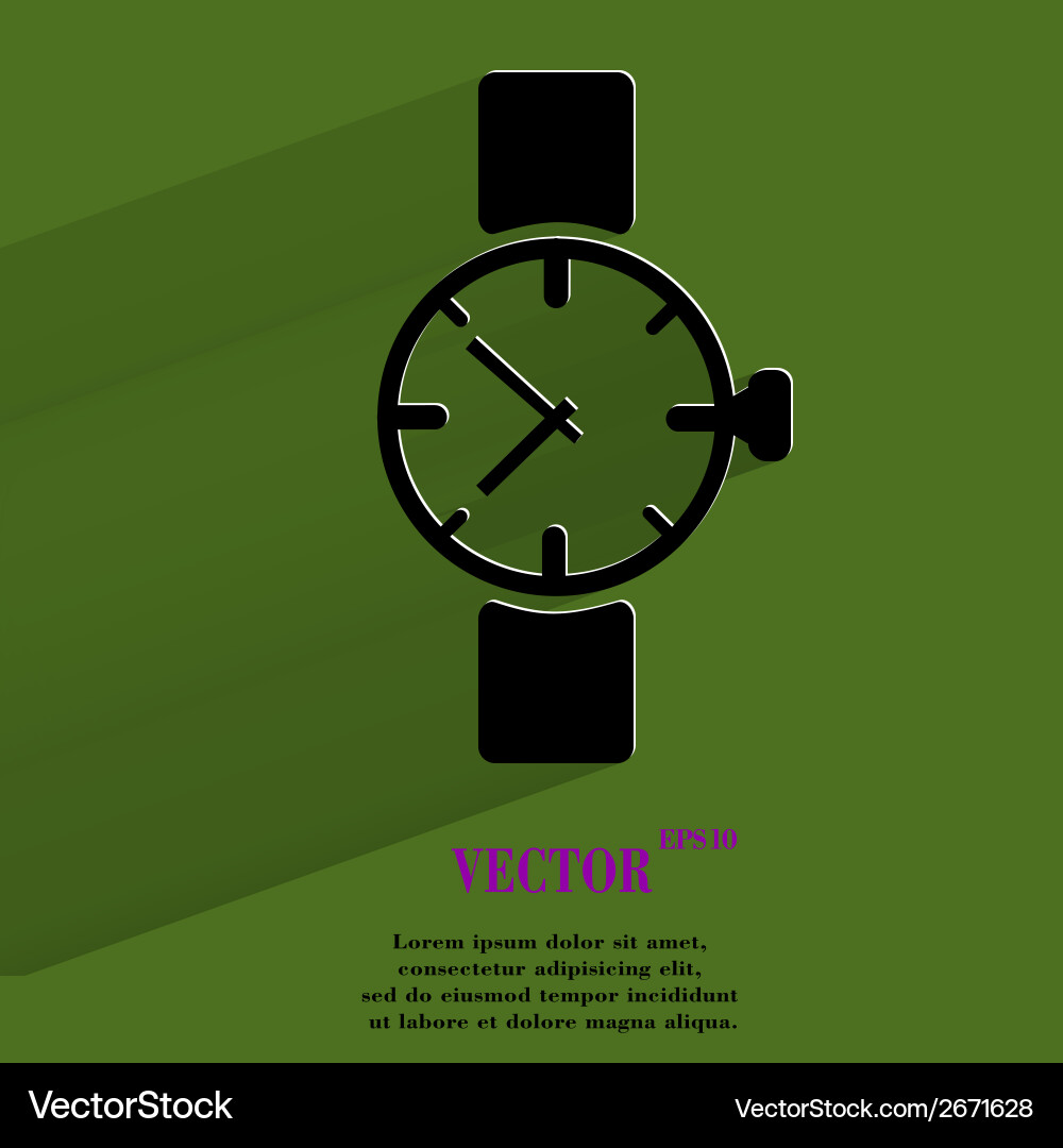 Watchclock flat modern web button with long shadow vector image