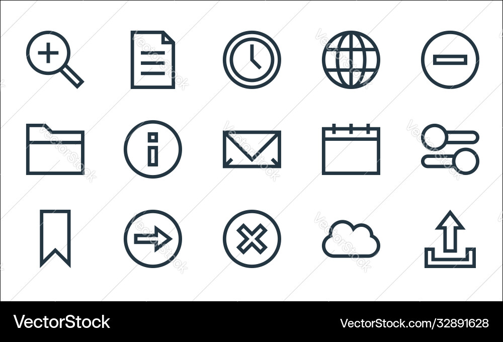 Web essentials line icons linear set quality Web essentials line icons linear set quality vector image