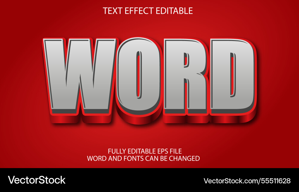 Word text in red and grey with 3d effect editable Word text in red and grey with 3d effect editable vector image