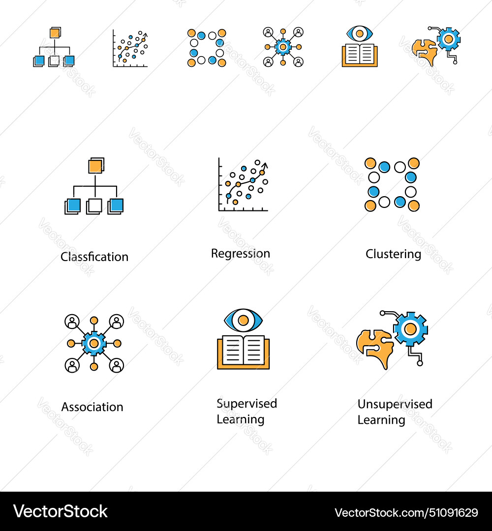 Ai and data analysis machine learning icon design vector image