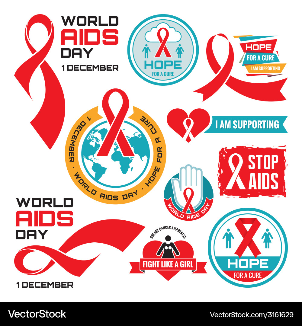 Aids badges collection Royalty Free Vector Image