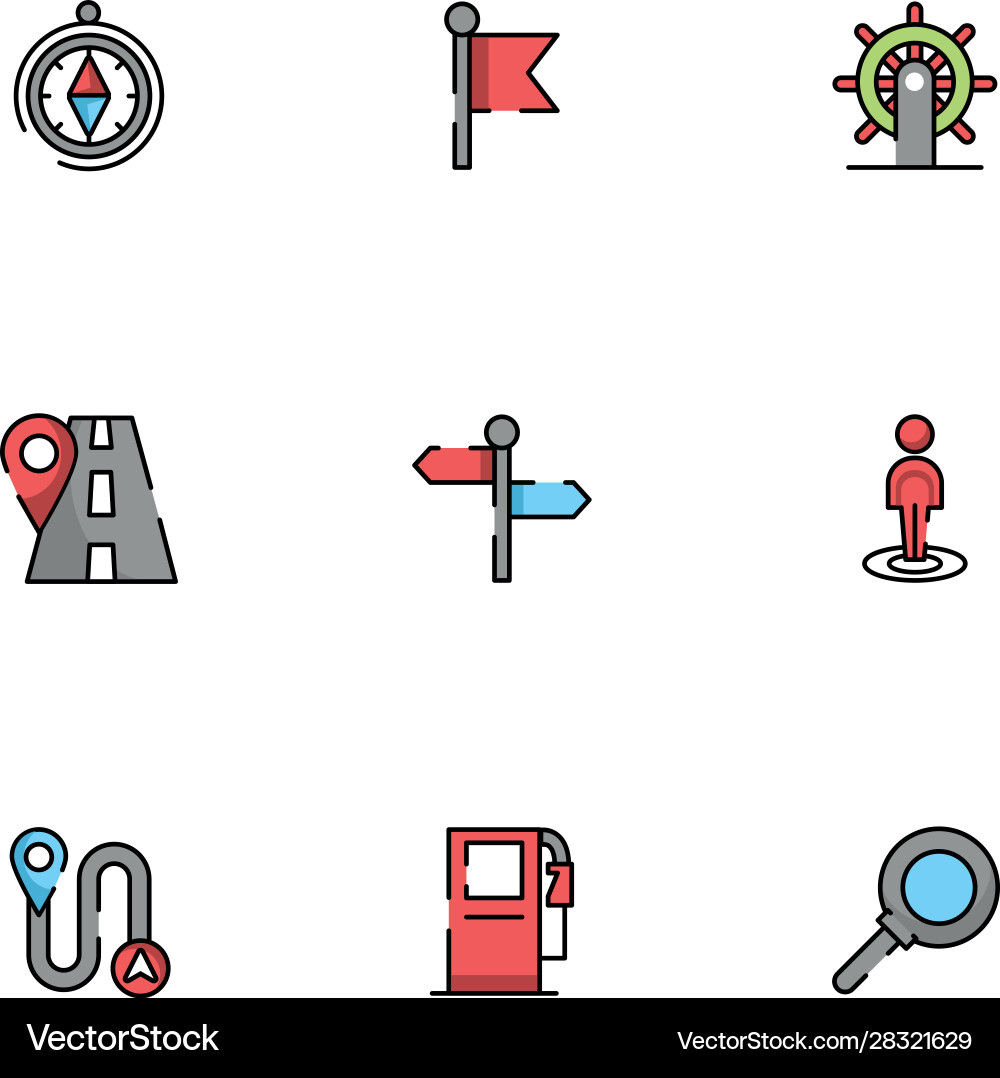 Bundle maps and navigation icons vector image