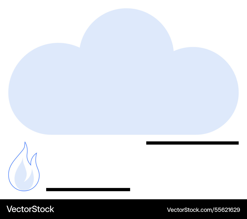 Cloud with flame and minimalist lines representing Vector Image