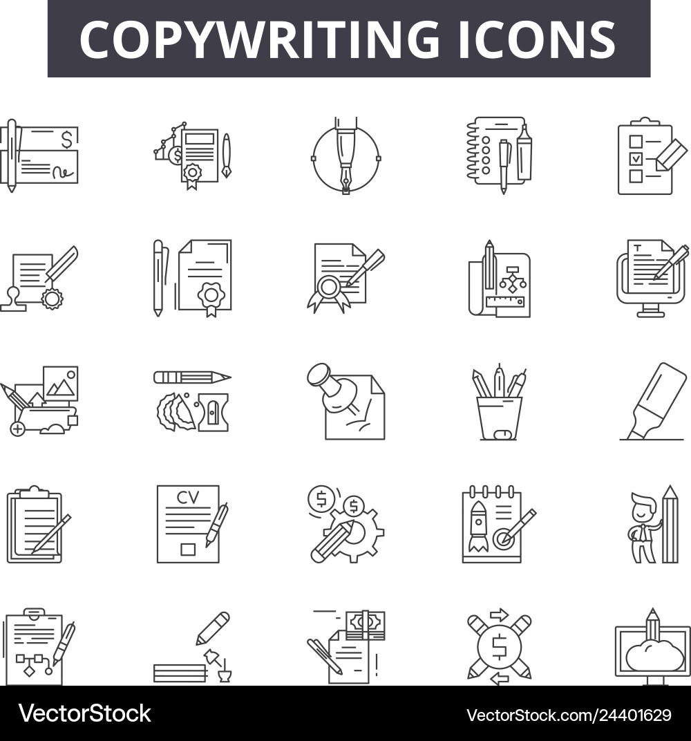 Copywriting line icons for web and mobile design Copywriting line icons for web and mobile design vector image