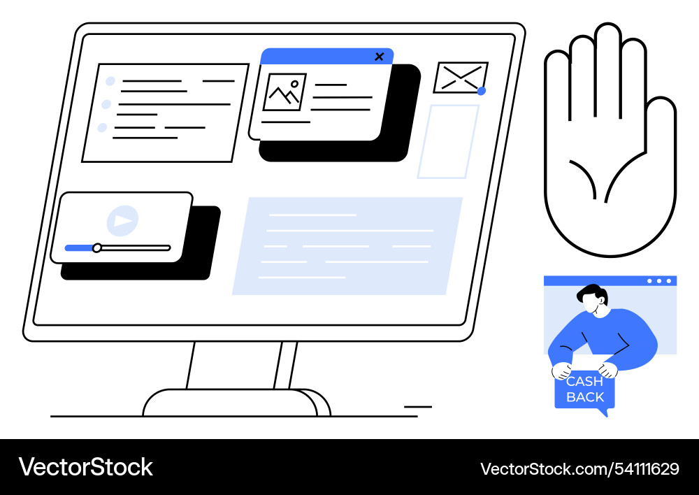 Digital interface with multiple windows and icons Digital interface with multiple windows and icons vector image