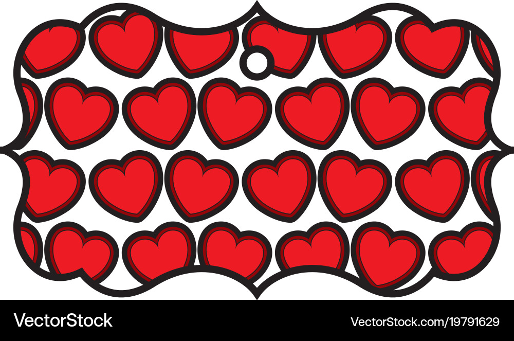 Elegant frame with hearts pattern background Vector Image