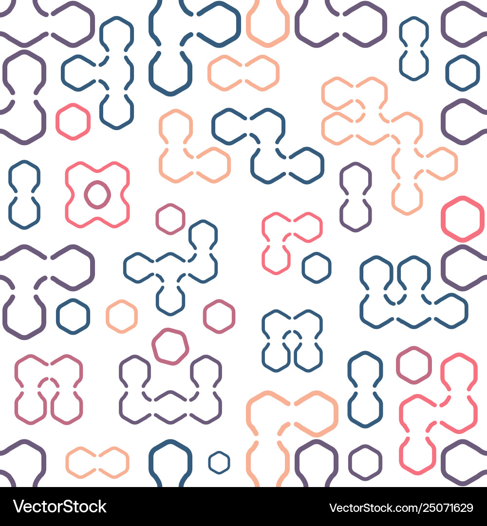 Geometric colored hexagon forms seamless pattern Geometric colored hexagon forms seamless pattern Vector Image