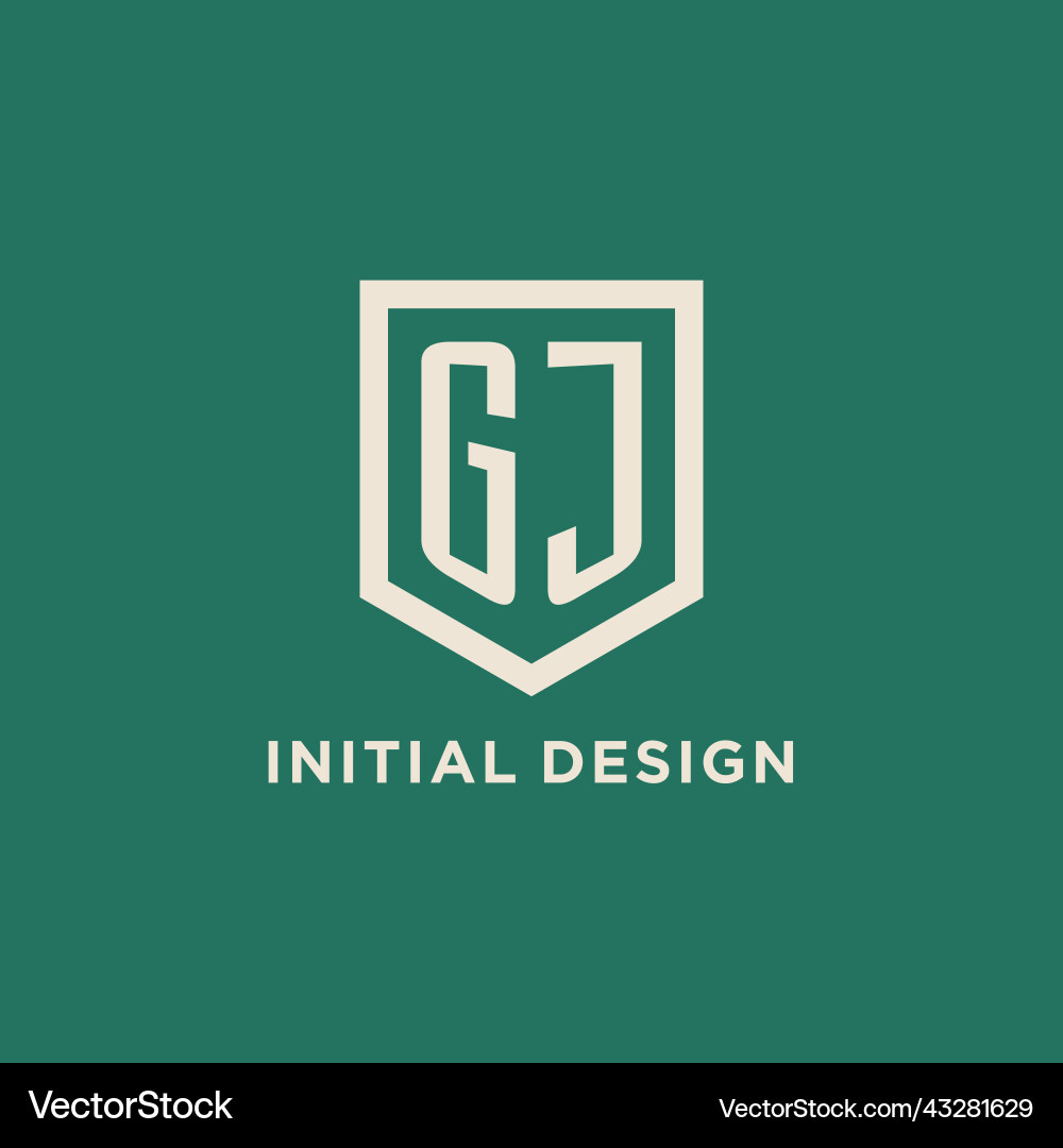Gj initial logo monogram shield geometric shape Vector Image