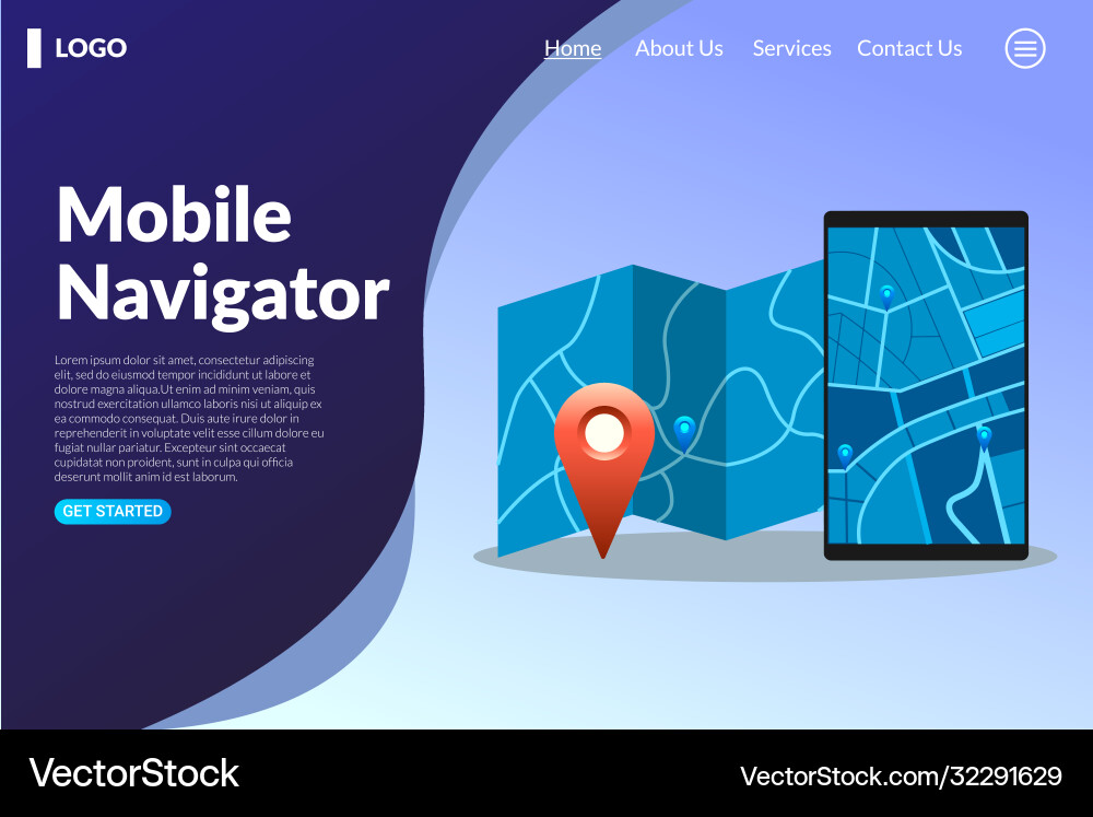 Gps navigator with map Gps navigator with map Vector Image