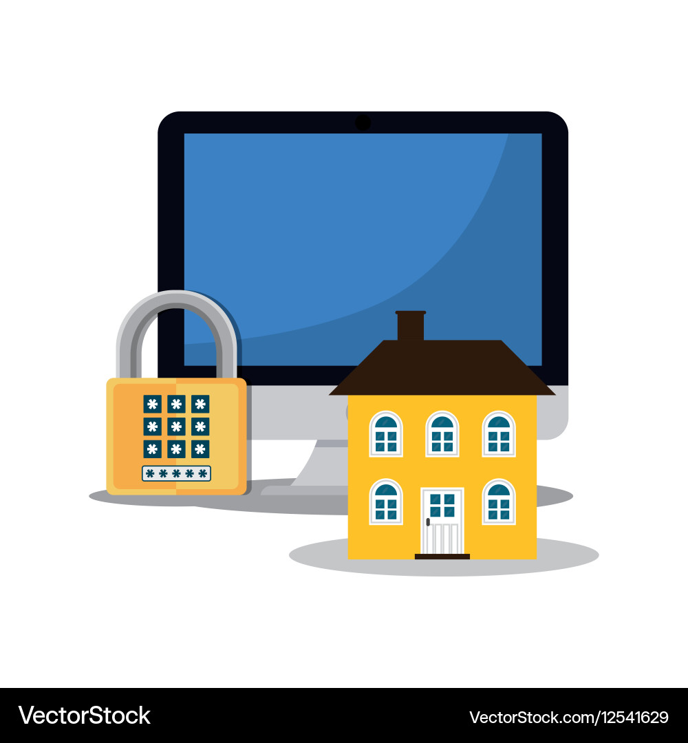 Home security computer password padlock vector image