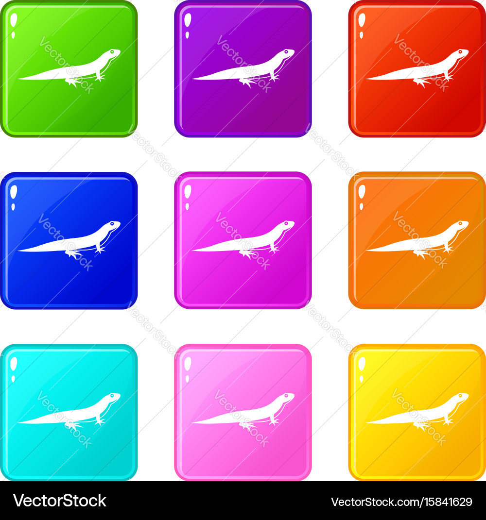 Lizard icons 9 set Royalty Free Vector Image - VectorStock