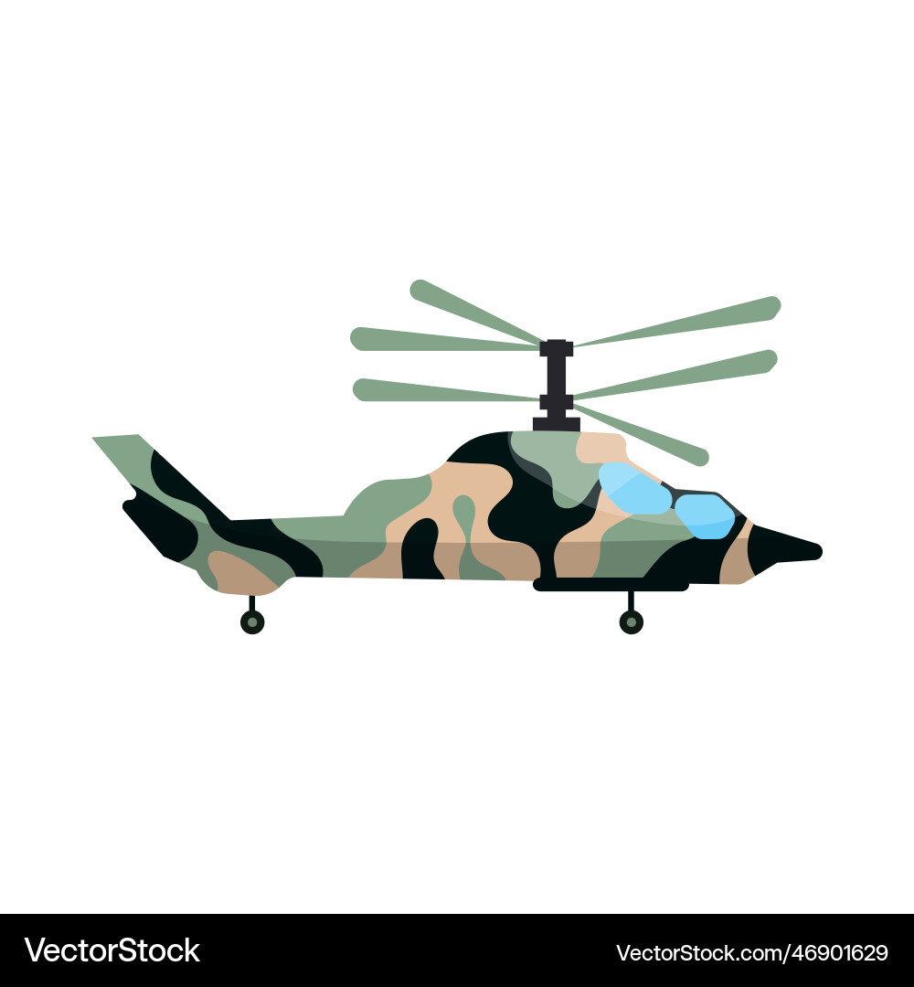 Military helicopter with two propellers cartoon Military helicopter with two propellers cartoon vector image