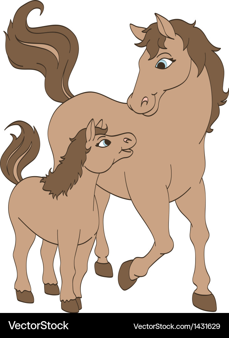 Mother and Foal Bonding vector image
