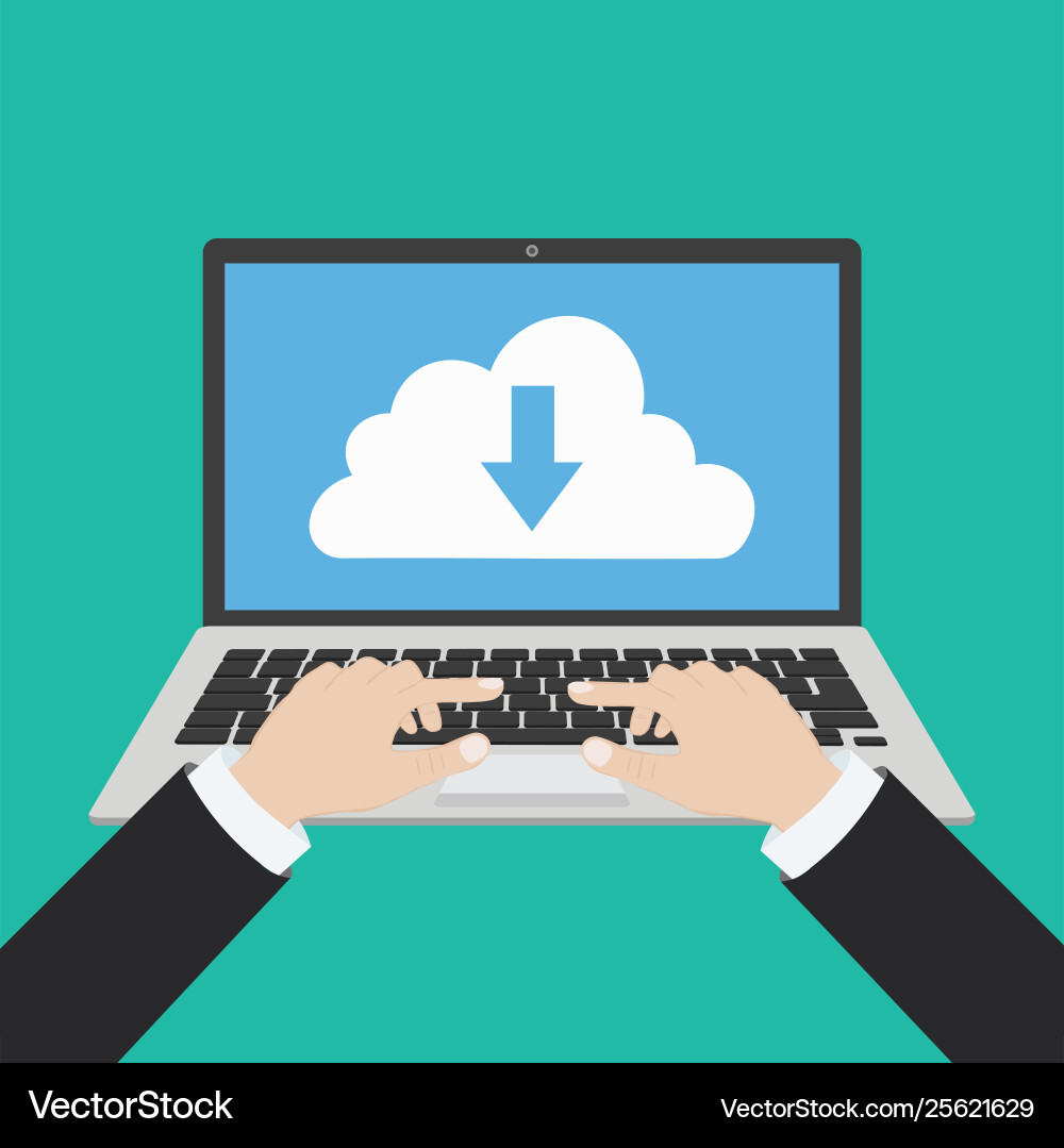 New laptop with icon up loading on screen New laptop with icon up loading on screen vector image
