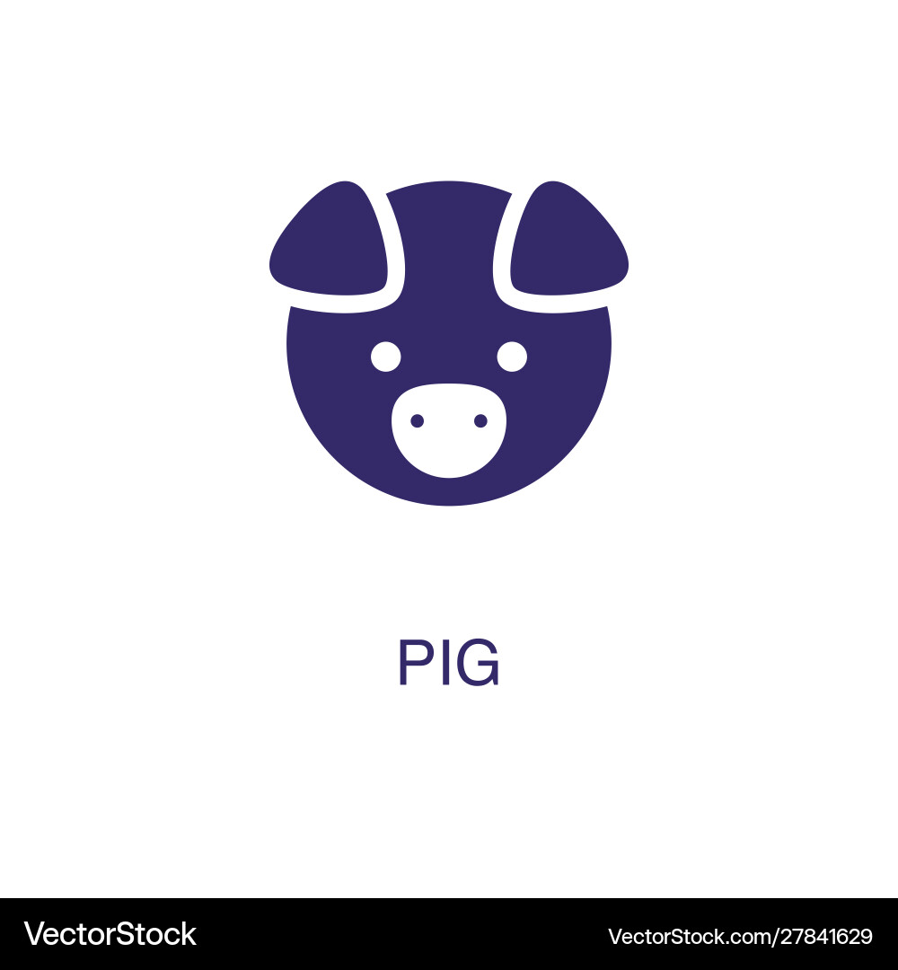 Pig element in flat simple style on white Vector Image