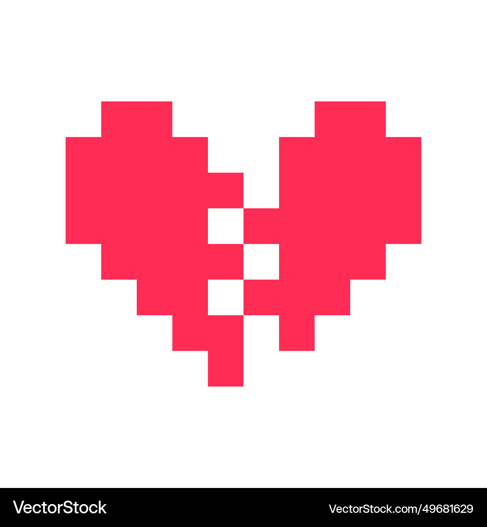 Pixel heart red 8 bit for poster pattern print Vector Image