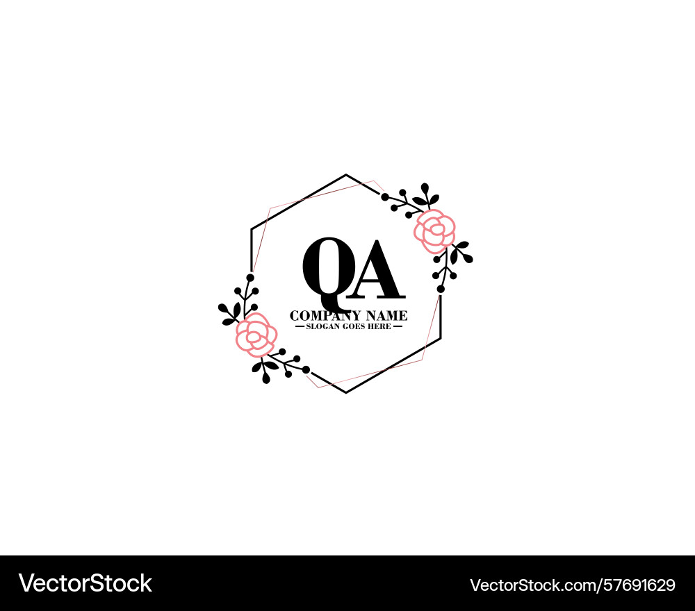 Qa initial logo design with floral Vector Image