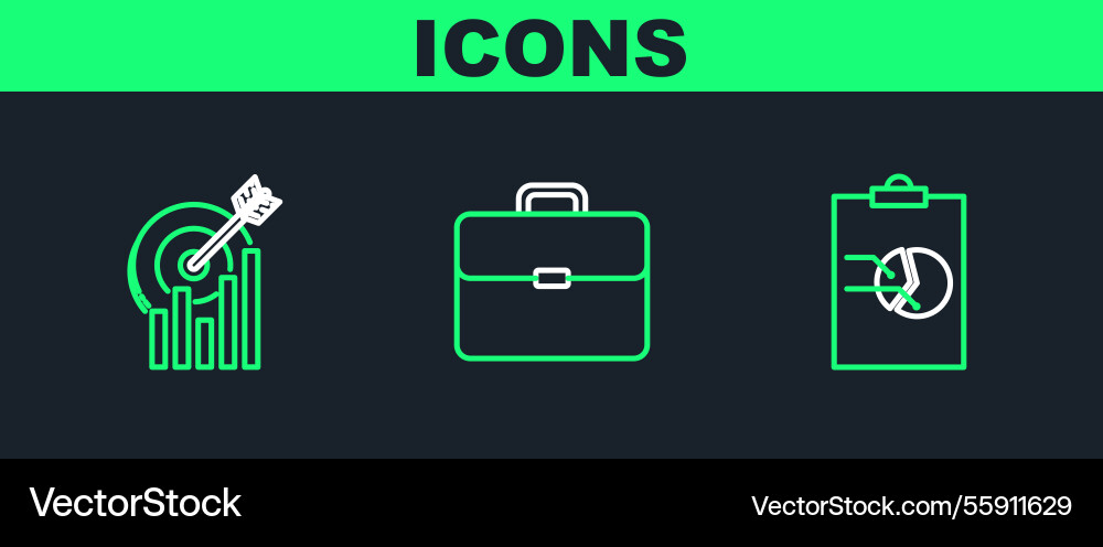 Set line clipboard with graph chart target Set line clipboard with graph chart target vector image
