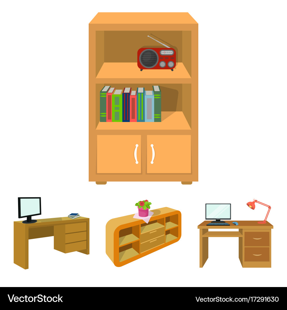 A shelf with flower desk computer vector image