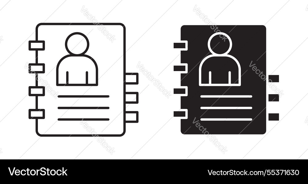Address book icon set in thin line for web Vector Image