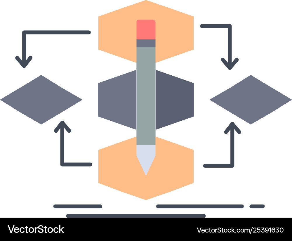 Algorithm design method model process flat color Algorithm design method model process flat color vector image