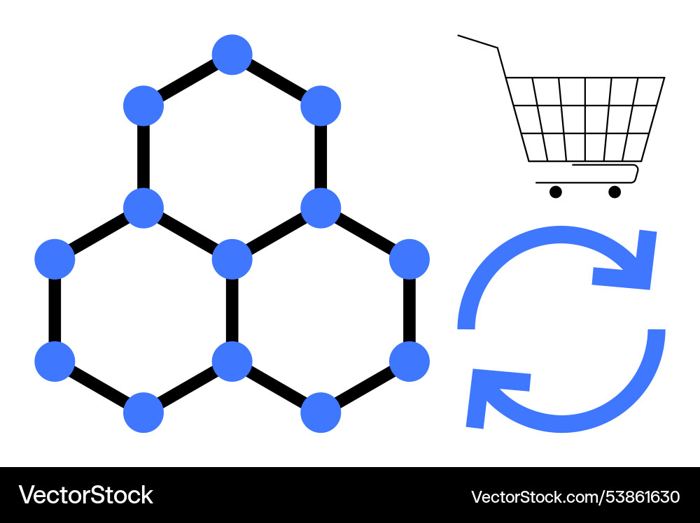 Blue network structure shopping cart and refresh Blue network structure shopping cart and refresh vector image