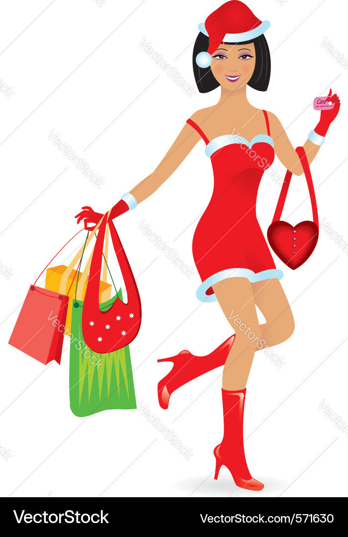 Christmas girl shopping vector image