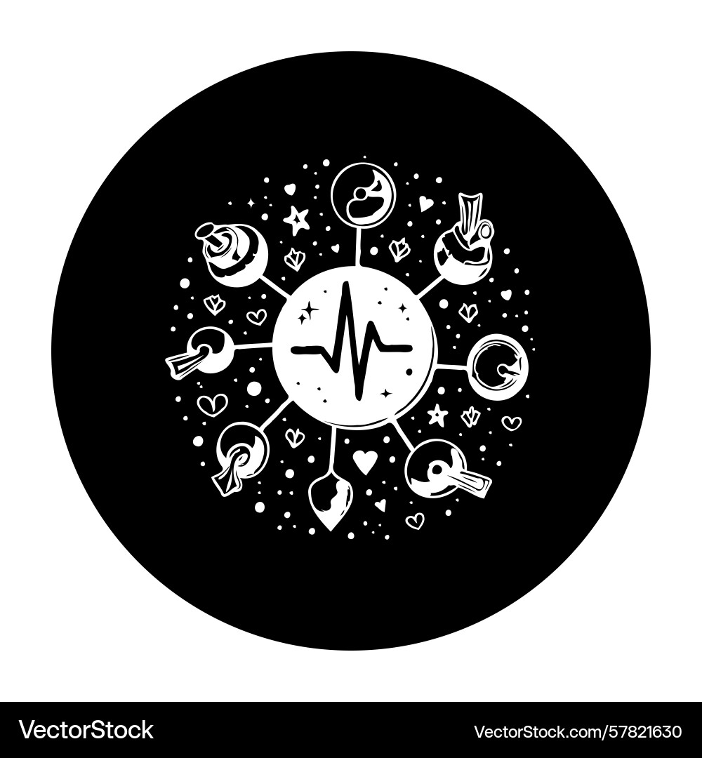 Concept with diverse objects connected Concept with diverse objects connected Vector Image