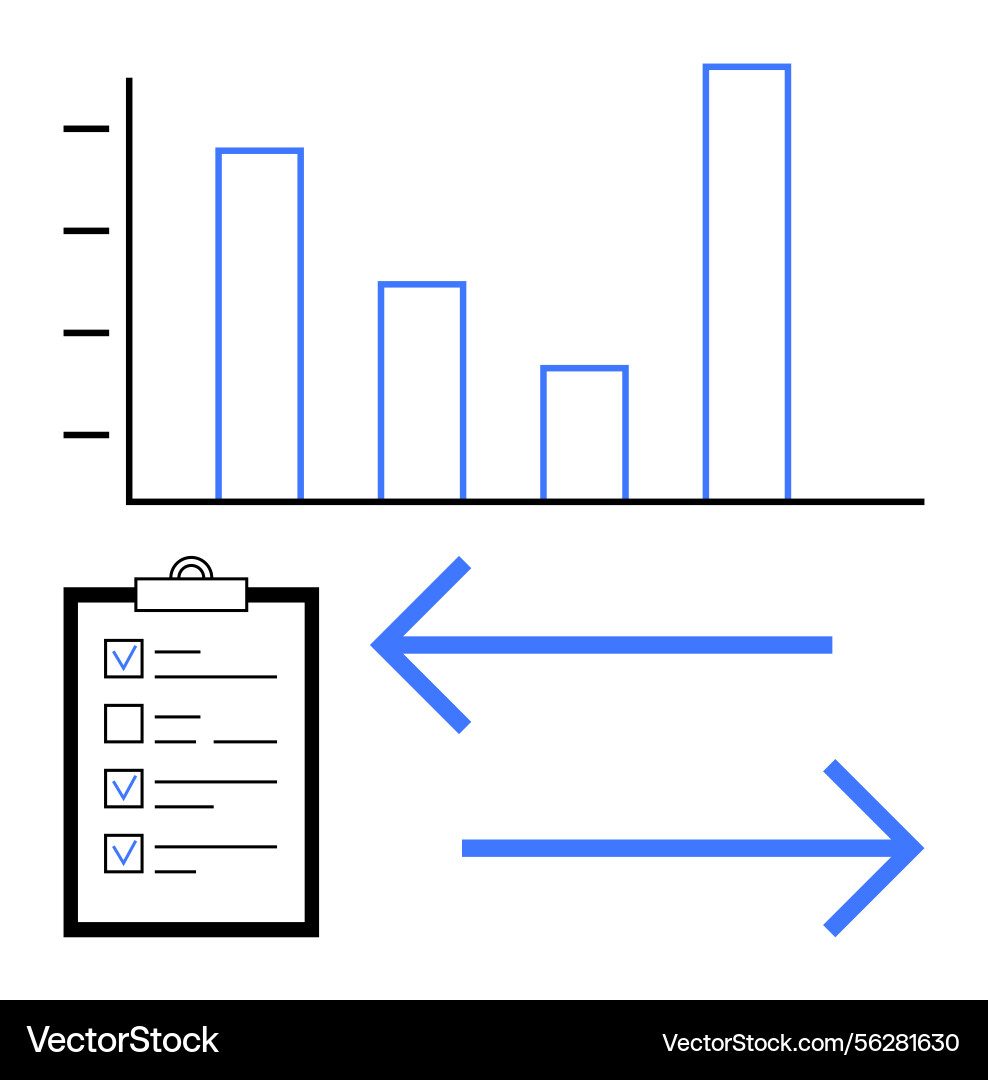 Data visualization with checklist and arrows Data visualization with checklist and arrows vector image