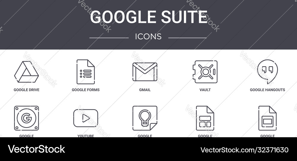 Google suite concept line icons set contains Google suite concept line icons set contains vector image
