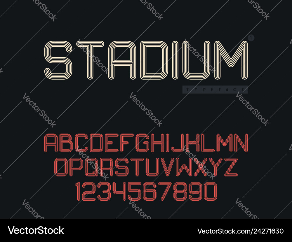 Latin letters and numbers linear font Latin letters and numbers linear font vector image