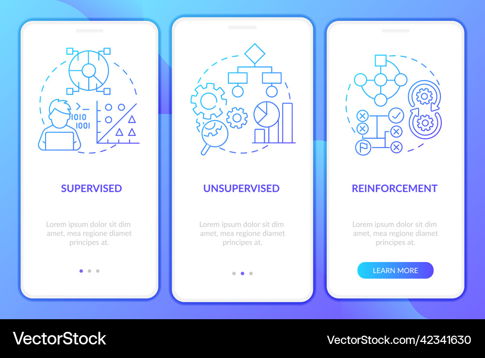 Machine learning categories blue gradient Vector Image