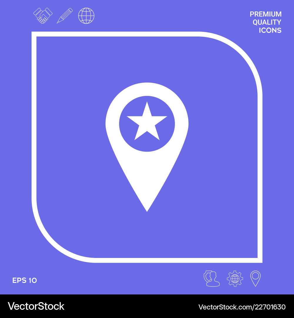 Map pointer with star graphic elements vector image