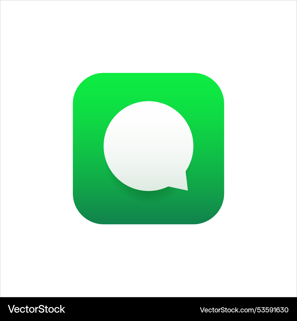 Message icon for mobile application in green vector image