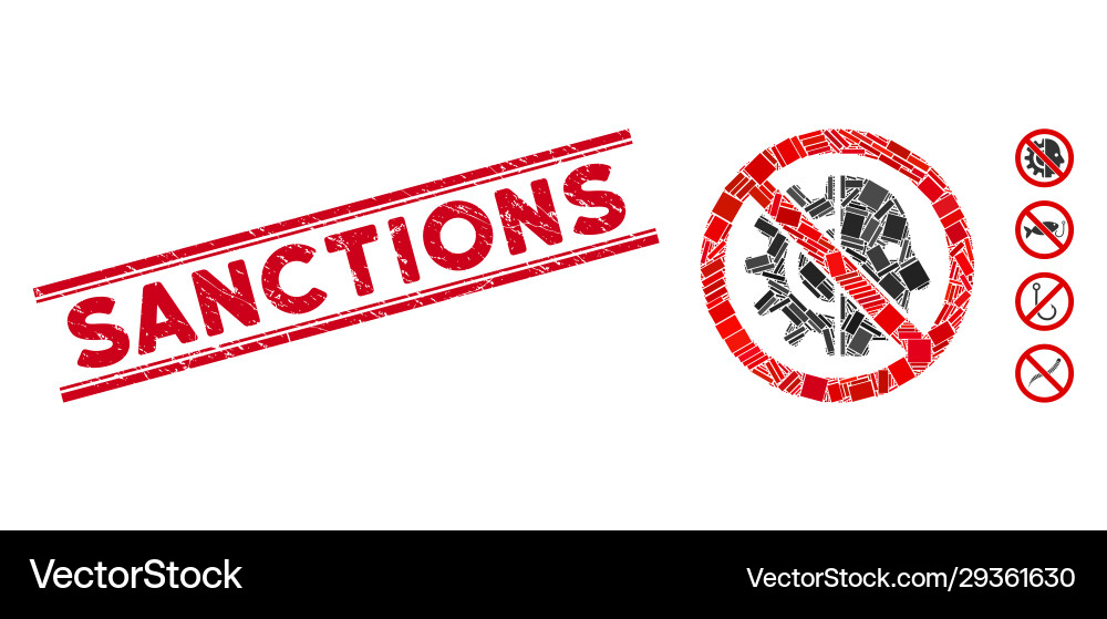 No cyborgs mosaic and scratched sanctions No cyborgs mosaic and scratched sanctions vector image