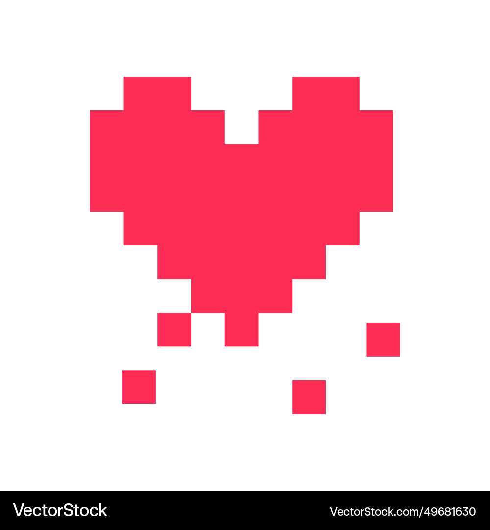 Pixel heart red 8 bit for poster pattern print Vector Image