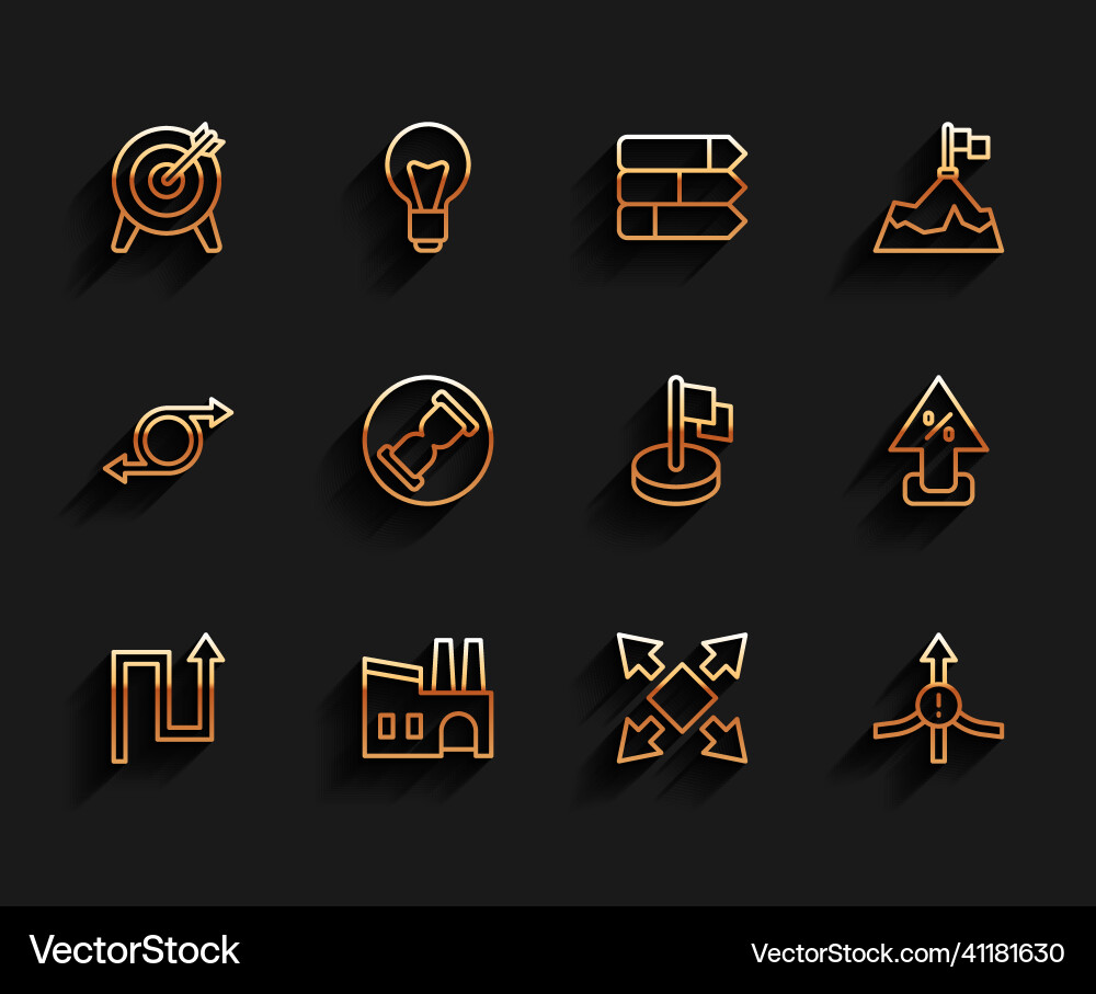 Set line arrow factory target many ways Set line arrow factory target many ways vector image