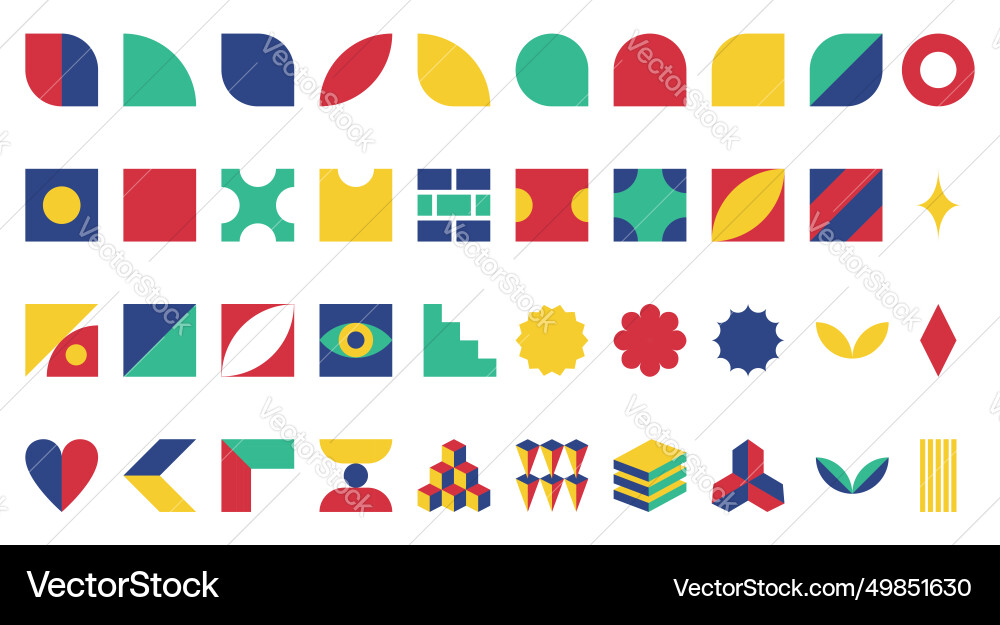 Set of simple geometric shapes in style swiss Vector Image