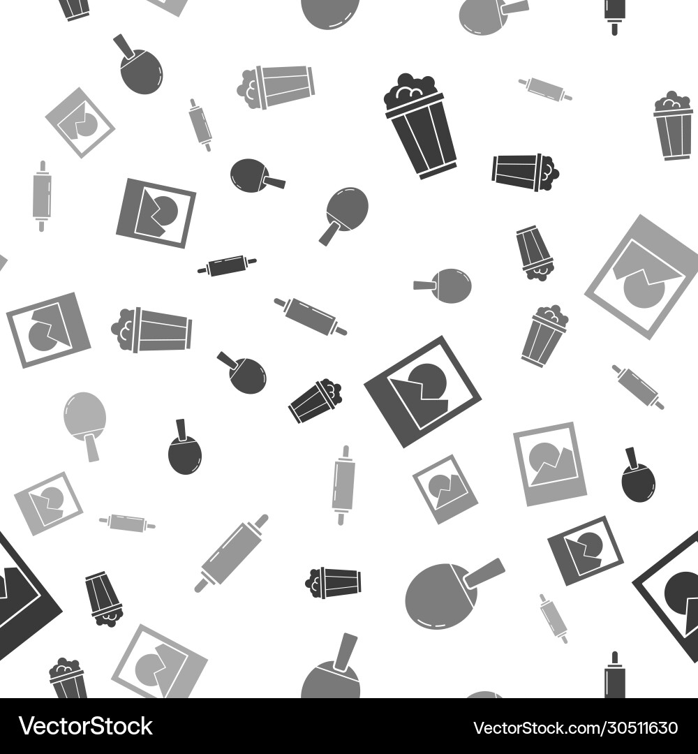 Set popcorn in cardboard box racket for playing Set popcorn in cardboard box racket for playing vector image