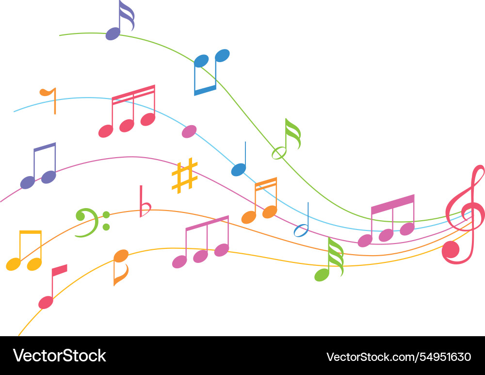 Vibrant notes flowing in a harmonious pattern Vibrant notes flowing in a harmonious pattern vector image