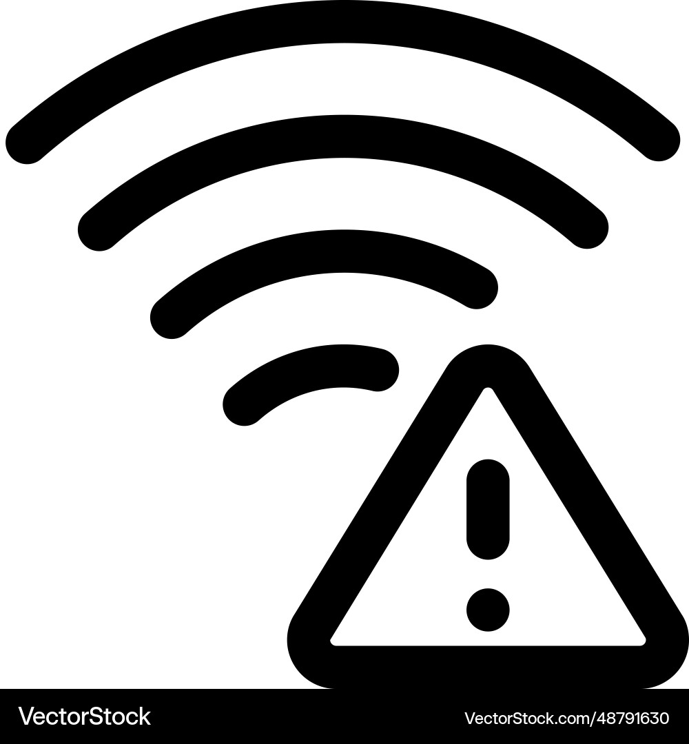 Warning feature enabled in wireless internet vector image