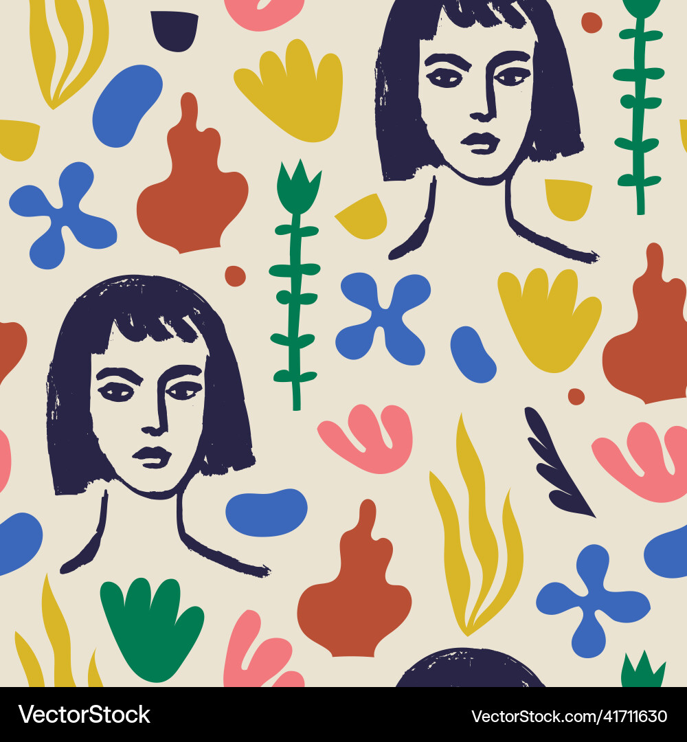 Woman art seamless pattern background Woman art seamless pattern background vector image