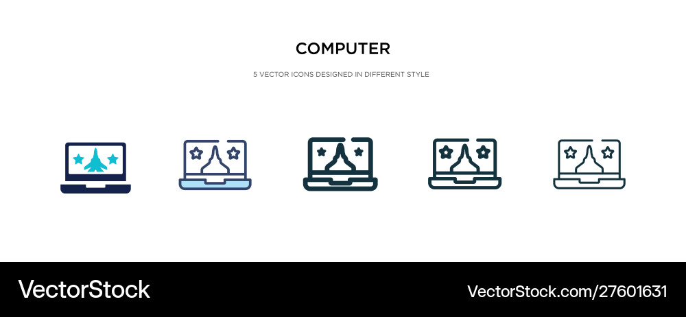 Computer icon in different style two colored vector image