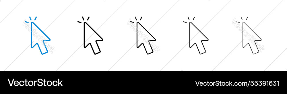 Cursor icons in five different stroke sizes Cursor icons in five different stroke sizes vector image