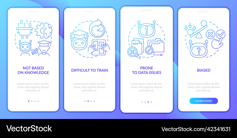Drawbacks of machine learning blue gradient Drawbacks of machine learning blue gradient vector image